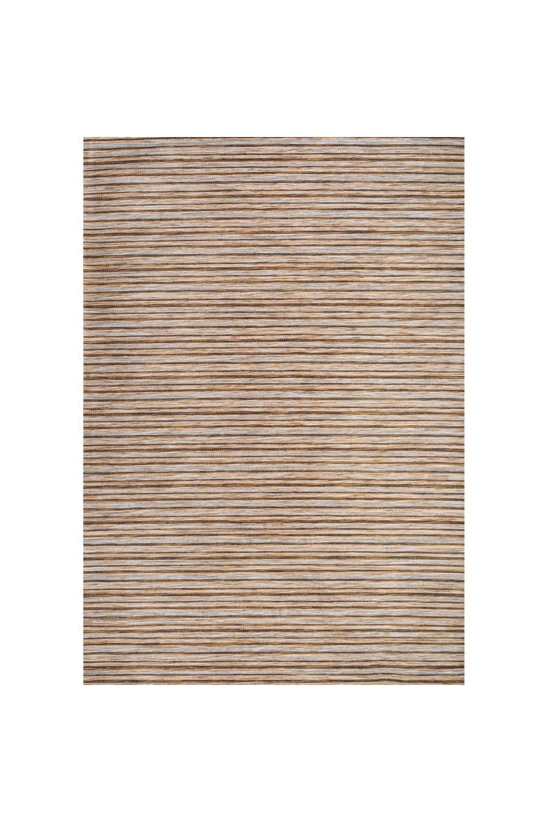 Finn Modern Farmhouse Pinstripe Indoor/Outdoor Area Rug, Main, color, Brown/Natural
