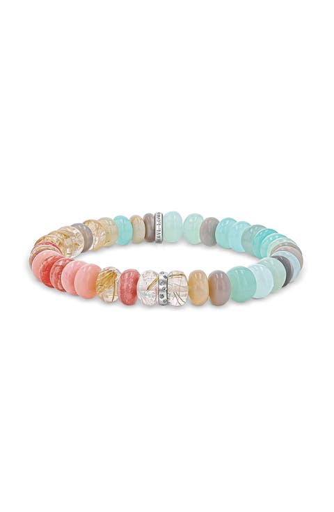 Multi Color Light Opal Bead Bracelet