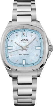 MIDO Multifort Diamond Square Automatic Bracelet Watch, 35mm