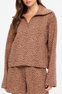 The Upside Javan Jones Leopard Print Quarter Zip Sweatshirt