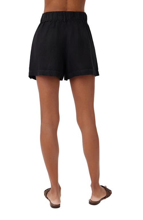 Bella Dahl Pleated Linen Blend Shorts In Black