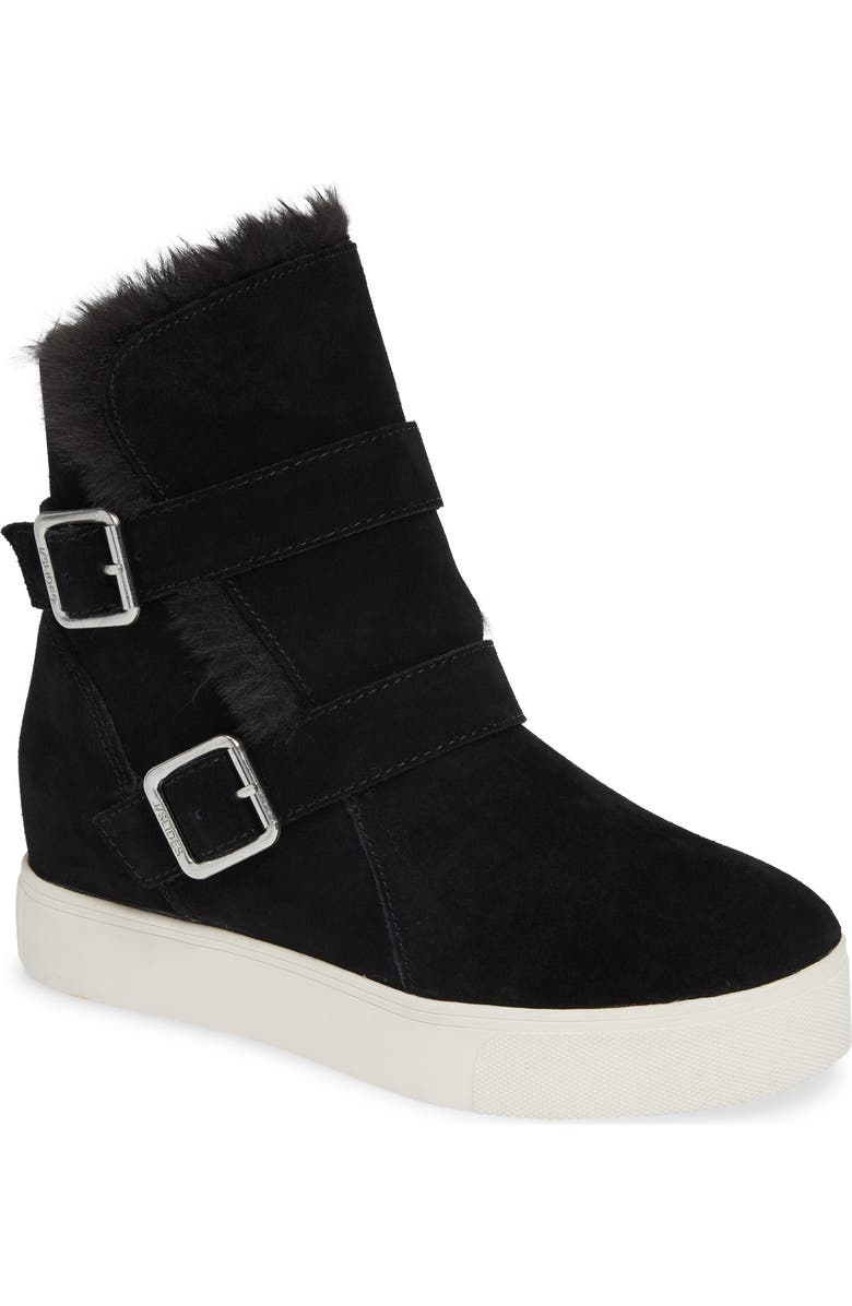 JSlides Wells Faux Fur Trim High Top Sneaker, Main, color,