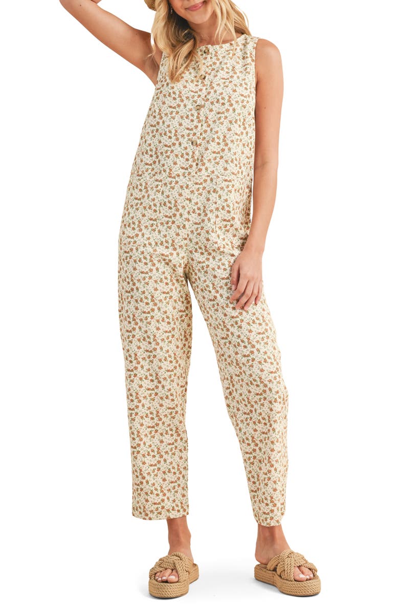 WISHLIST Floral Sleeveless Jumpsuit, Main, color, Ecru