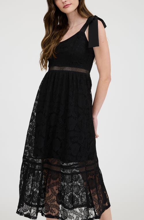 BLU PEPPER BLU PEPPER TIE SHOULDER LACE MIDI DRESS 