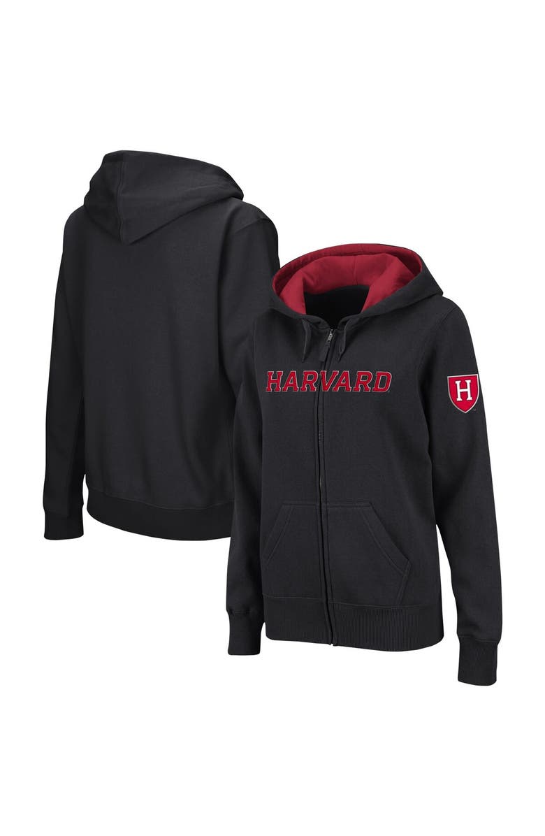 COLOSSEUM Women's Colosseum Black Harvard Crimson Arched Name Full-Zip Hoodie, Main, color, Black