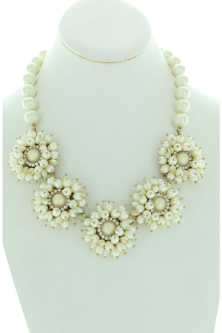 Flower Statement Making Necklace, Alternate, color, GOLD / CREAM