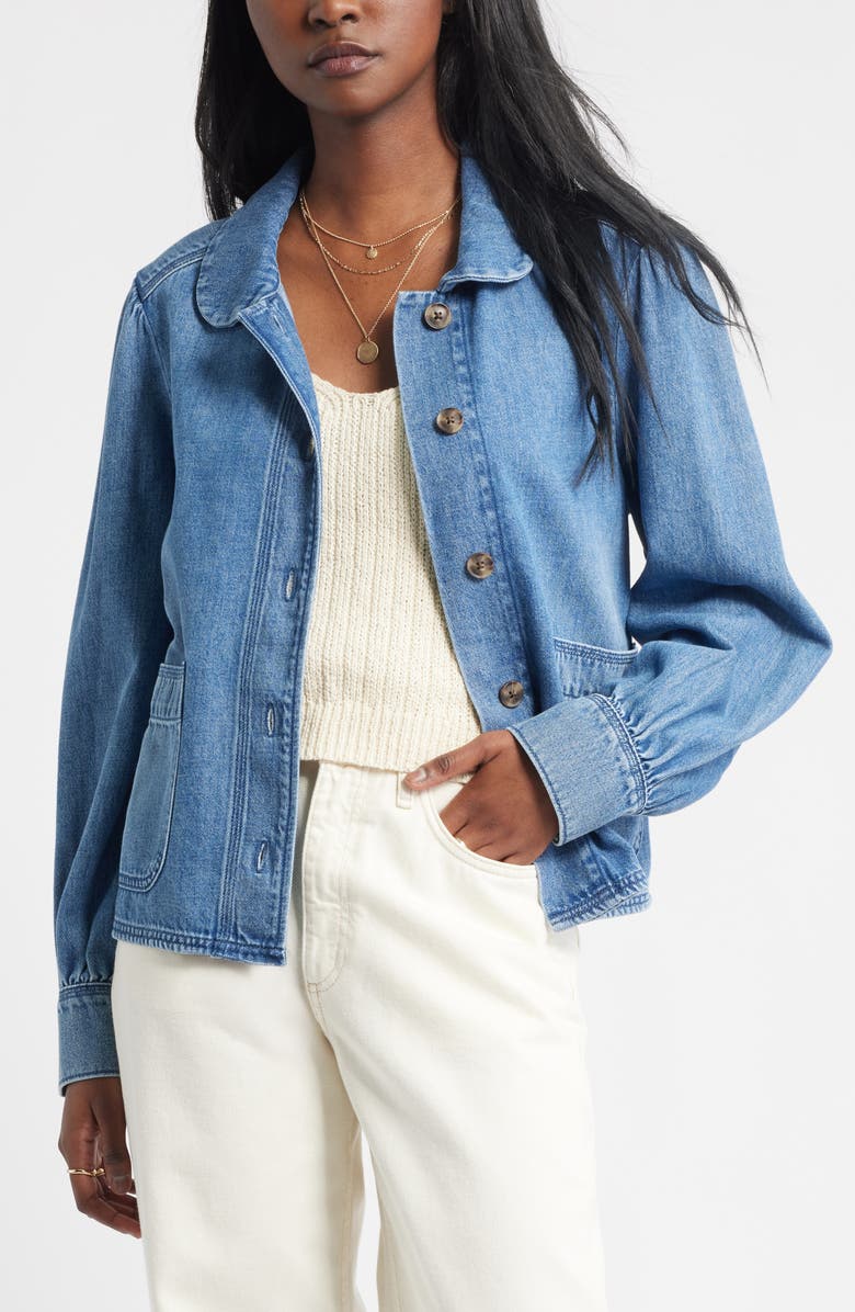 Treasure & Bond Peter Pan Collar Denim Jacket, Main, color, 