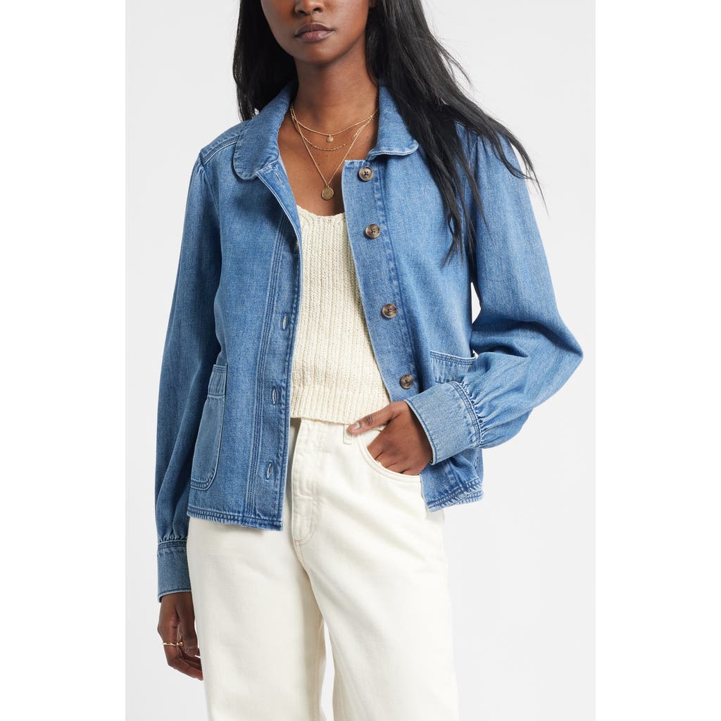 Treasure & Bond Peter Pan Collar Denim Jacket In Blue