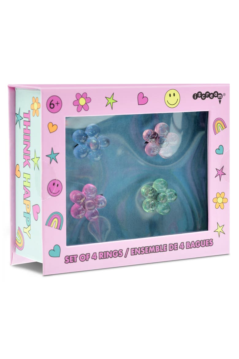 Kids' Set of 4 Flower Rings, Alternate, color, ASSORTED COLORS