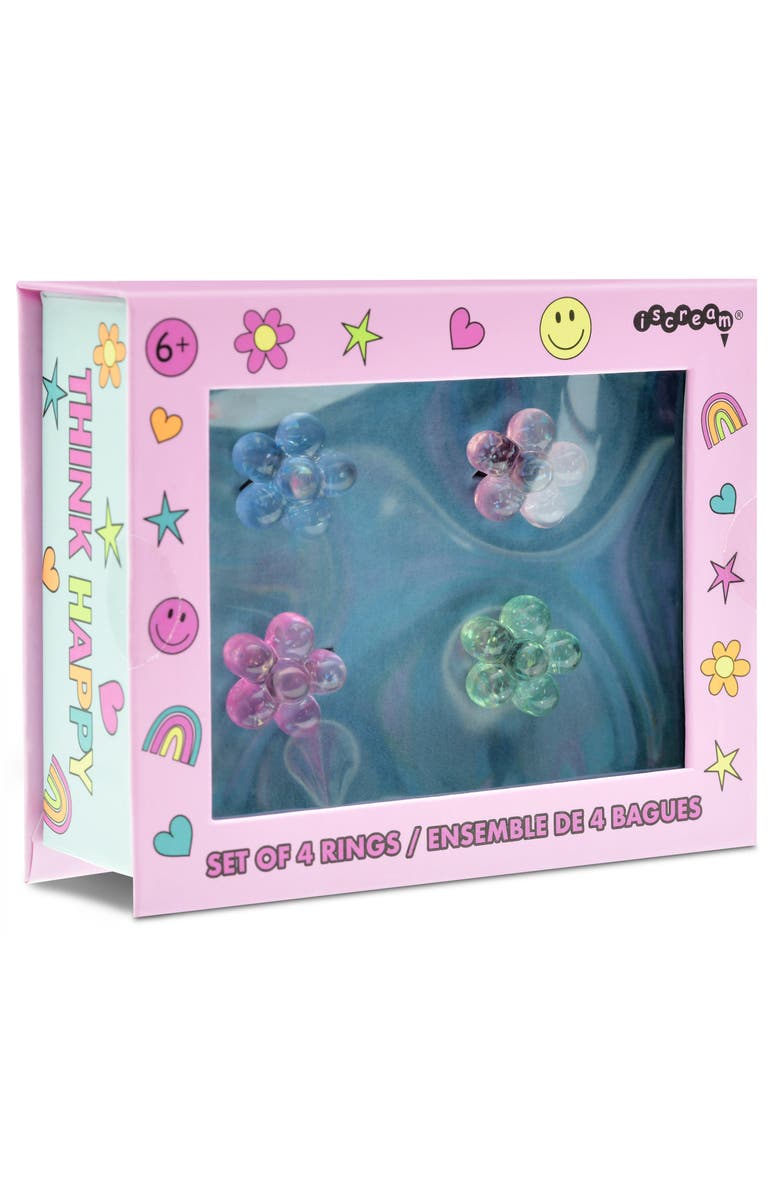 Iscream Kids' Set of 4 Flower Rings, Alternate, color, Assorted Colors