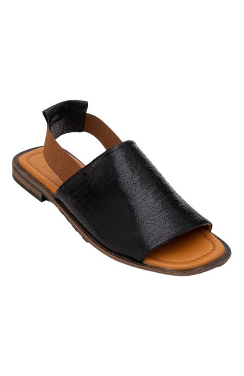Fuela Leather Elastic Flat Sandals (Women)