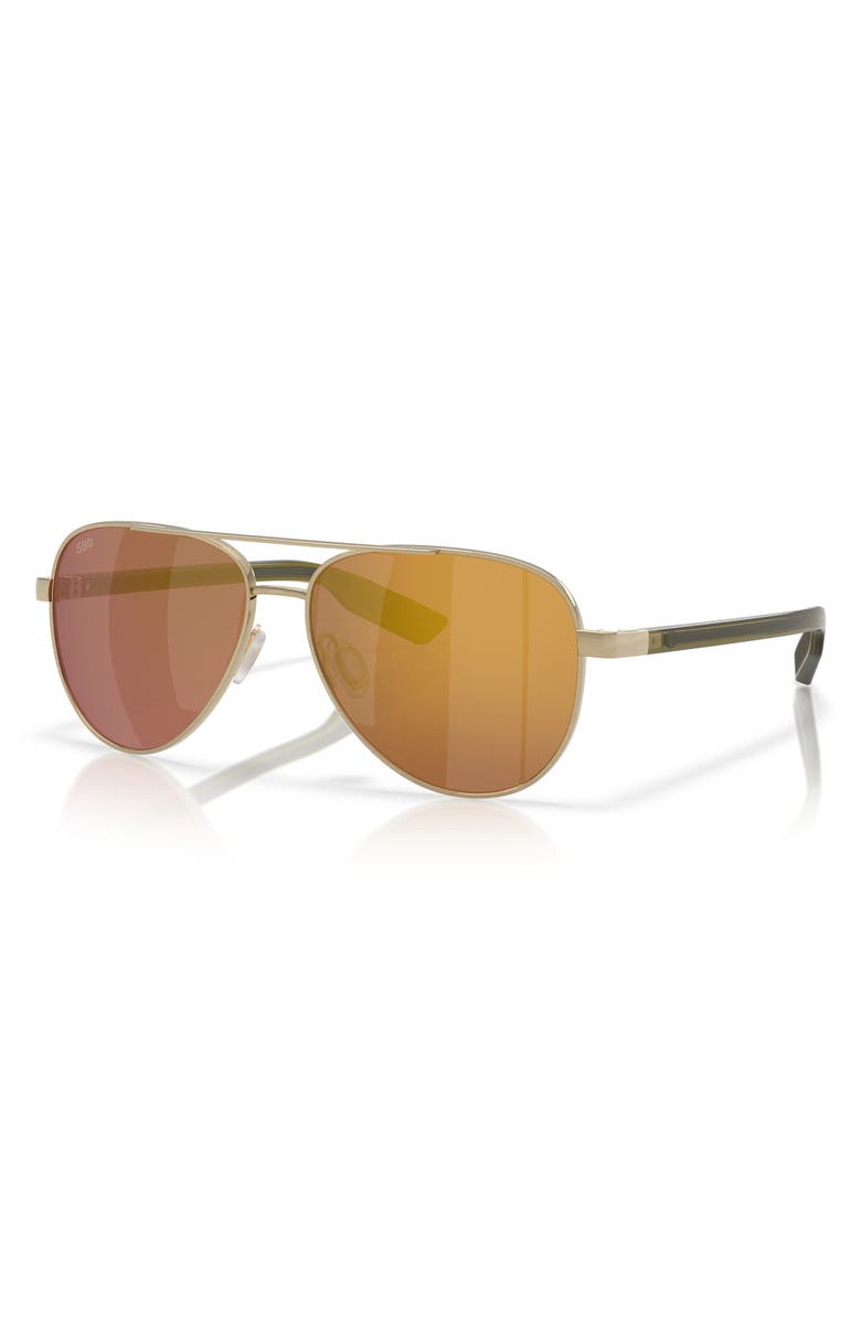 Costa Del Mar 57mm Polarized Pilot Sunglasses, Alternate, color, Brushed Gold/ Gold Mirror 580G