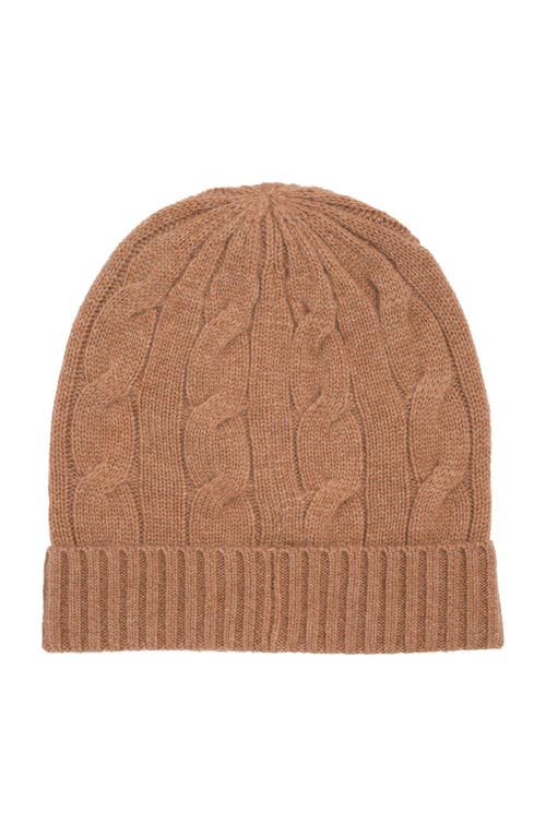 Polo Ralph Lauren Cashmere Cable Beanie In Brown