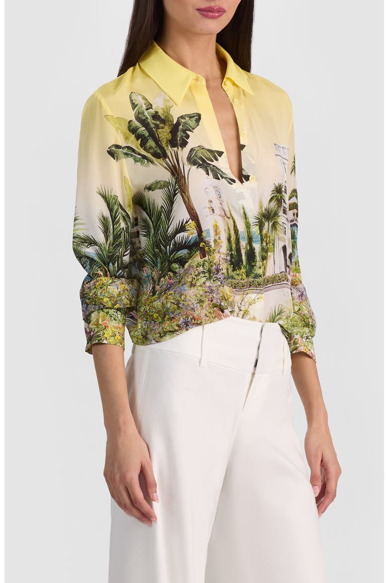 Willa Print Silk Button-Up Shirt, Alternate, color, PURE PARADISE