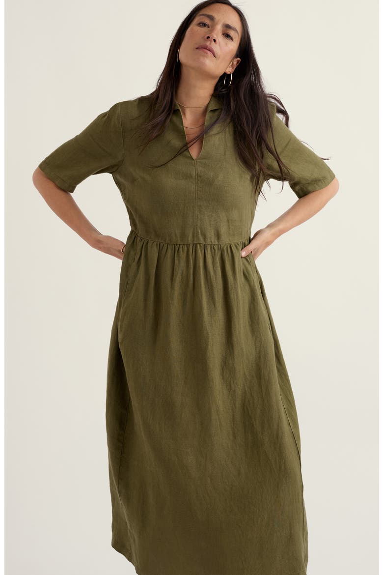 fen violet linen midi dress Seasalt Cornwall Women's Fen Violet Linen Midi Dress - Green - Size 12