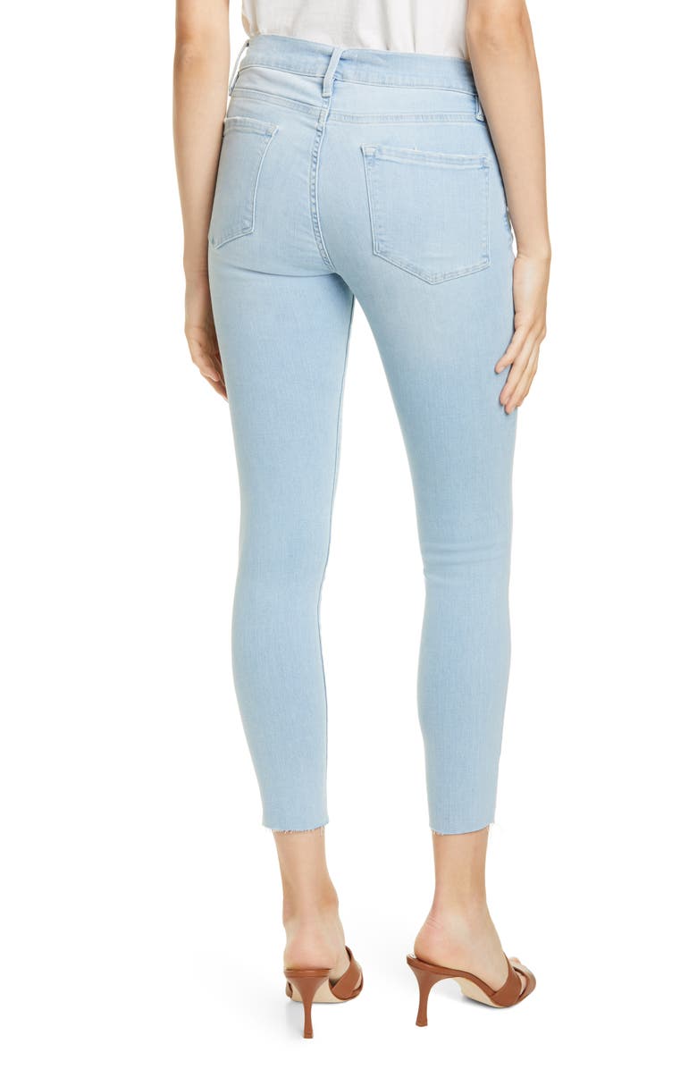 FRAME Le Raw Edge Ripped Crop Skinny Jeans, Alternate, color, 