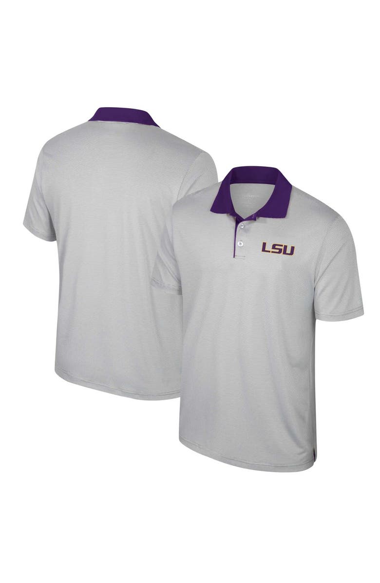 COLOSSEUM Men's Colosseum Gray LSU Tigers Big & Tall Tuck Striped Polo, Alternate, color, 