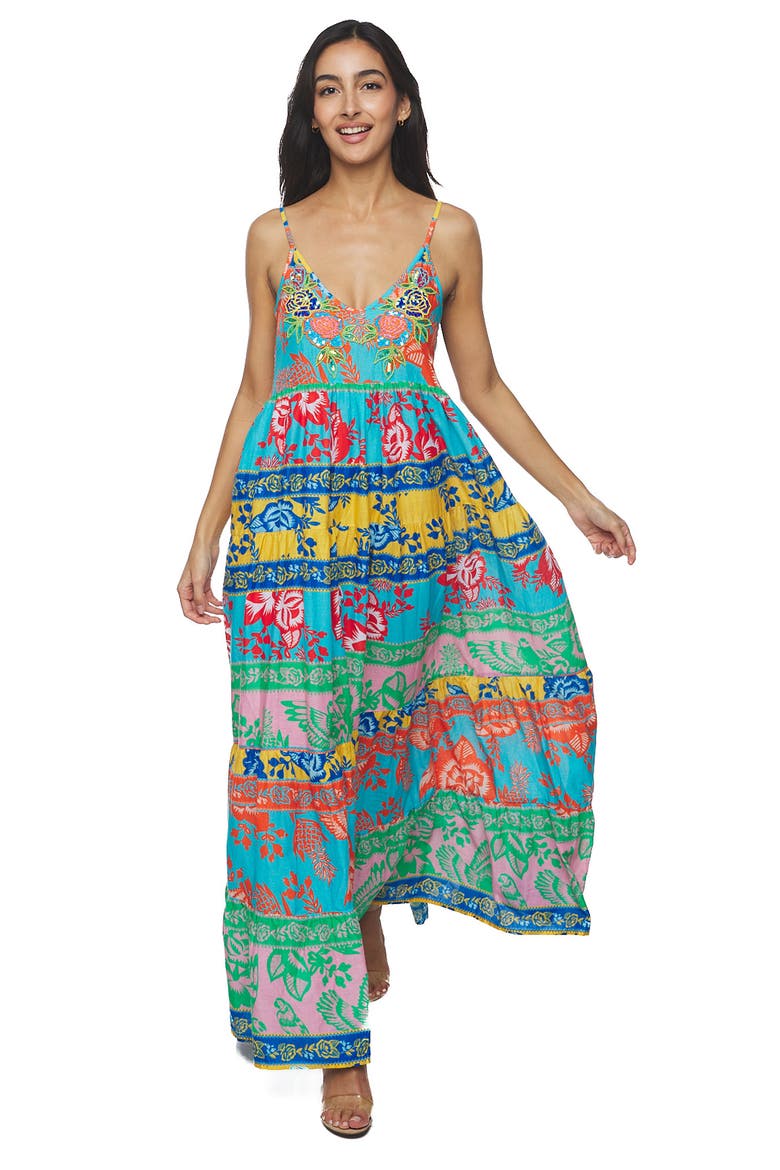 Bead Embellished Maxi Dress, Alternate, color, BLUE