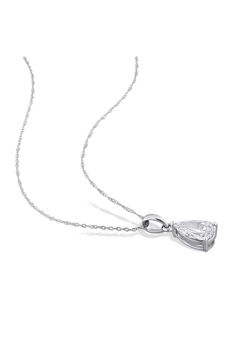 Lab-Grown Diamond Solitaire Pear Necklace 10k, Alternate, color, White Gold