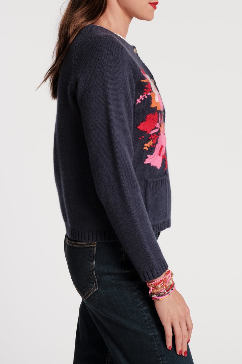 Bouquet Cardigan, Alternate, color, Navy/Pink