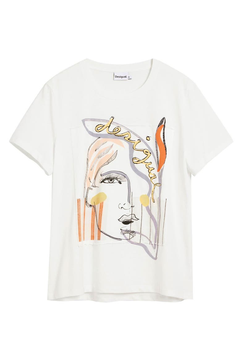 Abstract Cotton Graphic T-Shirt, Alternate, color, WHITE