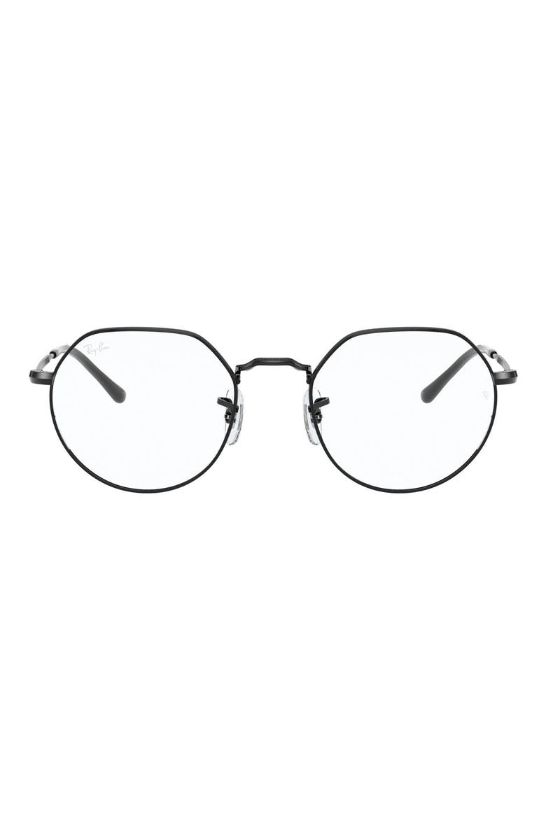 Unisex Jack 49mm Hexagonal Optical Glasses, Main, color, SHINY BLACK