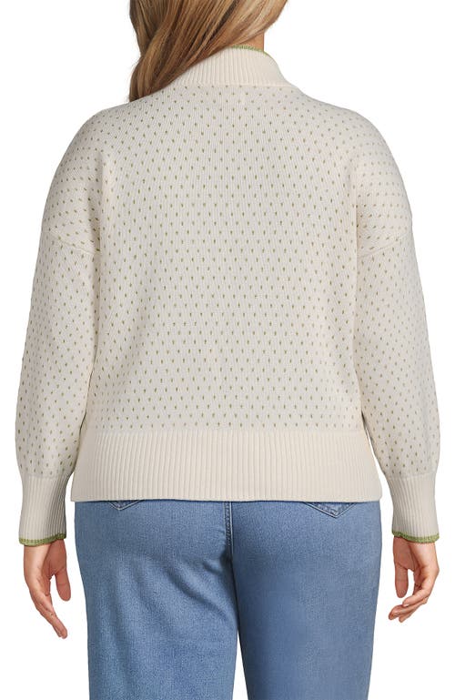Lands' End Drifter Shaker Wedge Quarter Zip Sweater In White