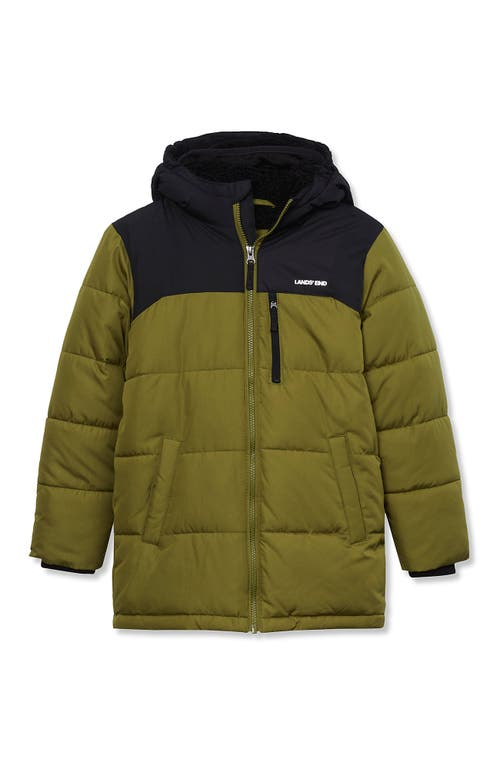 Lands' End Boys Water Resistant High Pile Lined Coat In Green