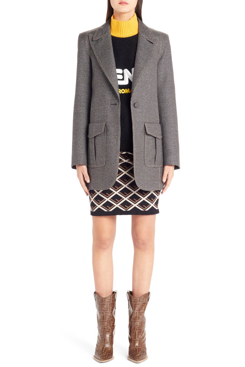 Logo Pattern Knit Skirt, Alternate, color, BLACK