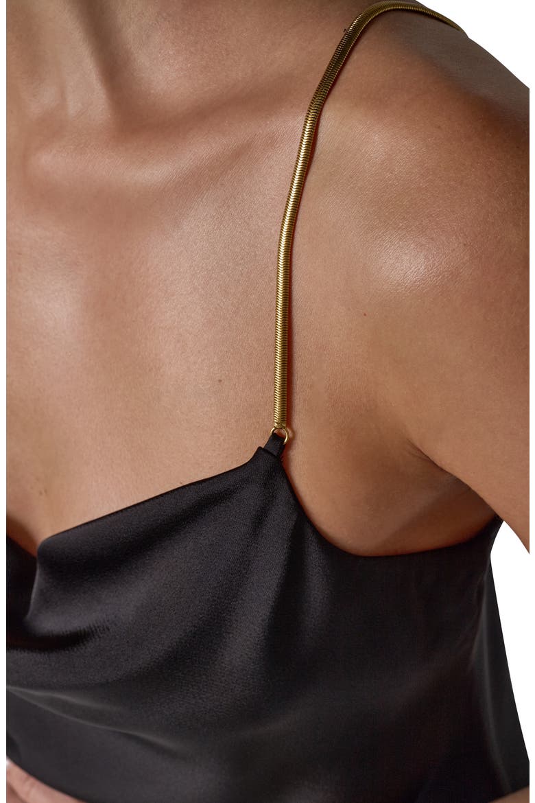 Cowl Neck Cami with Metallic Hardware Straps, Alternate, color, BLACK