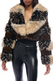 AZALEA WANG Portia Crop Faux Fur Jacket