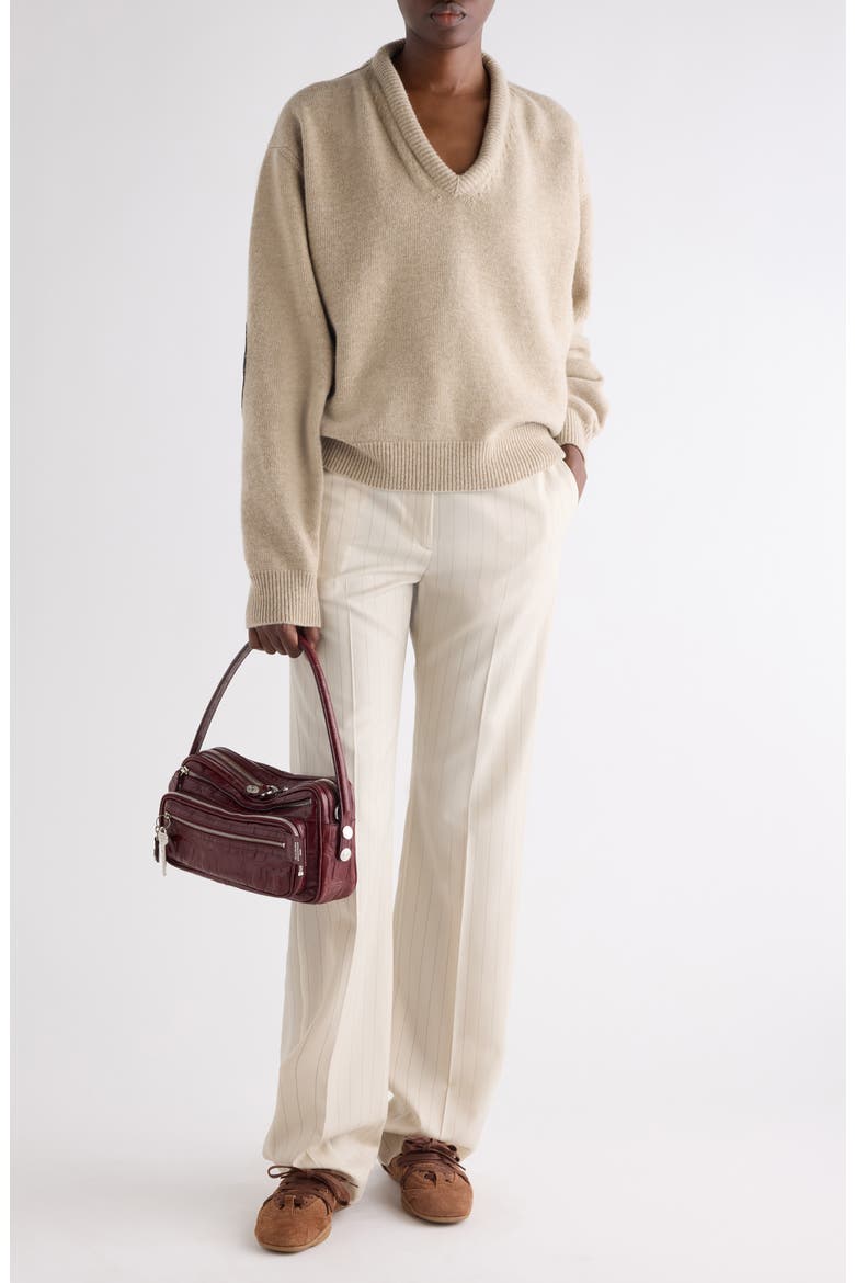 Pontino Pinstripe Wool Trousers, Alternate, color, CREAM BEIGE