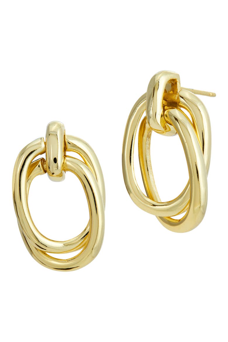 18K Yellow Gold Plated Doorknocker Earrings, Main, color, YELLOW