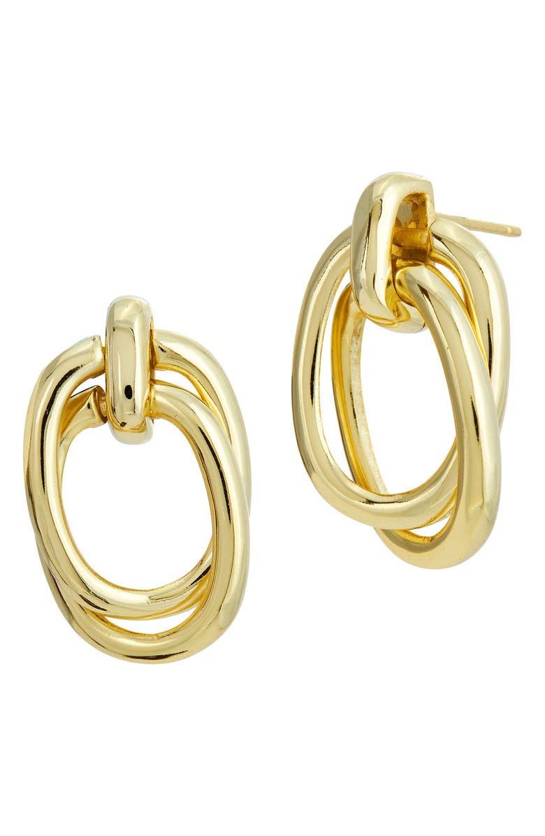 SAVVY CIE JEWELS 18K Yellow Gold Plated Doorknocker Earrings, Main, color, 