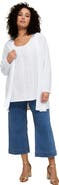 Roaman's Plus Size Eyelet Long Sleeve Cardigan & Tank Set