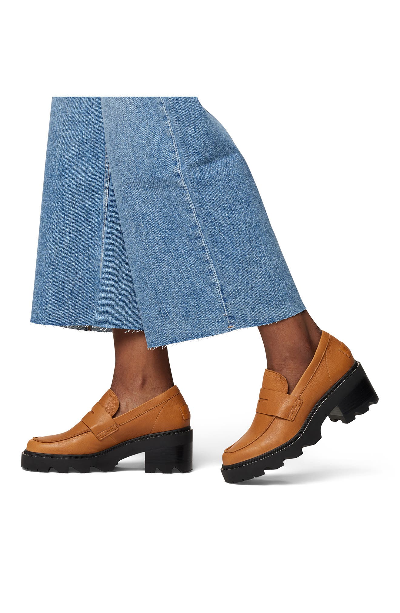 Joan Now City Penny Loafer, Alternate, color, CANYON GOLD/ BLACK