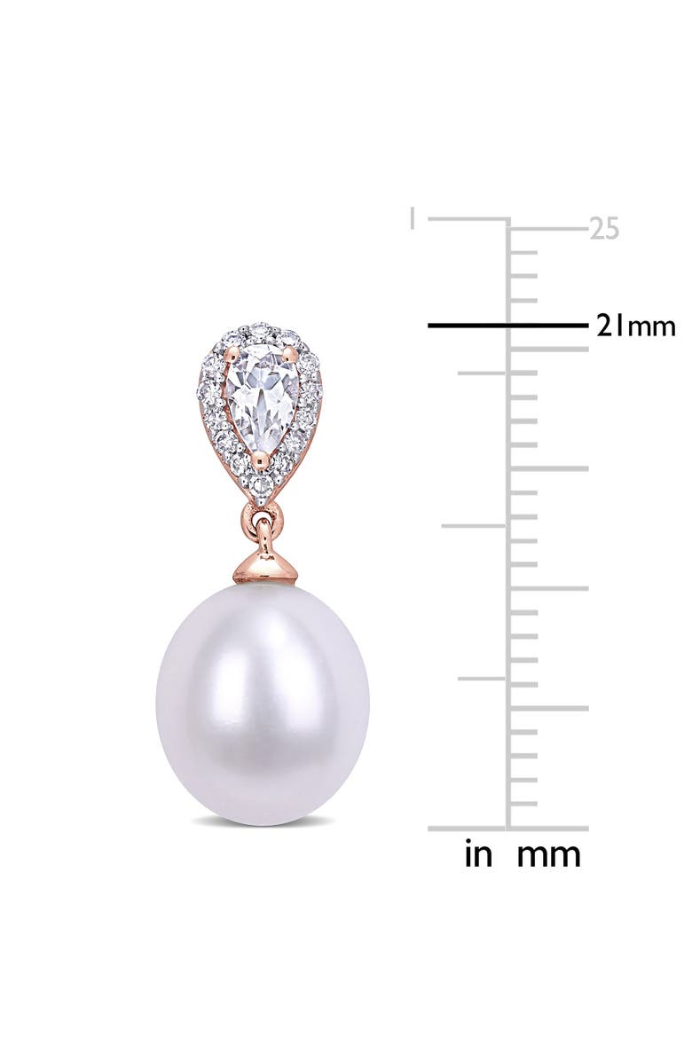 DELMAR White Topaz, Diamond & Cultured Freshwater Pearl Drop Earrings - 0.62ct., Alternate, color, 