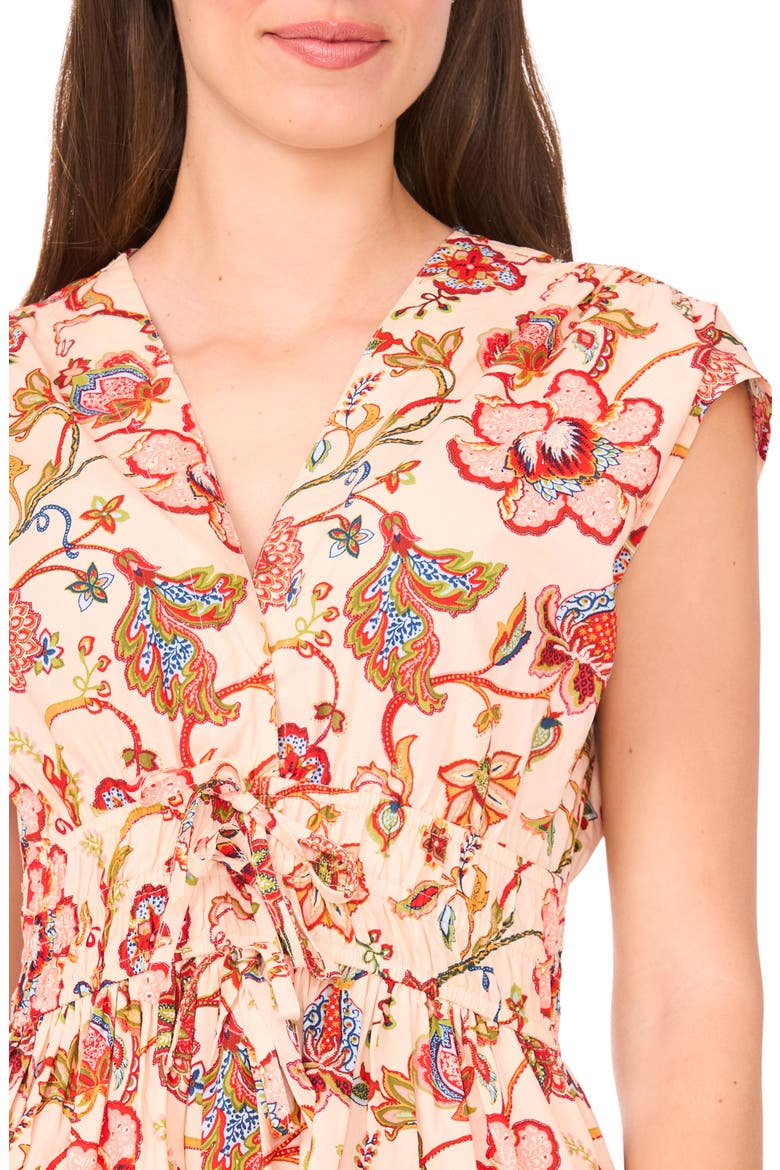 Cap Sleeve Minidress, Alternate, color, IVORY/POPPY RED