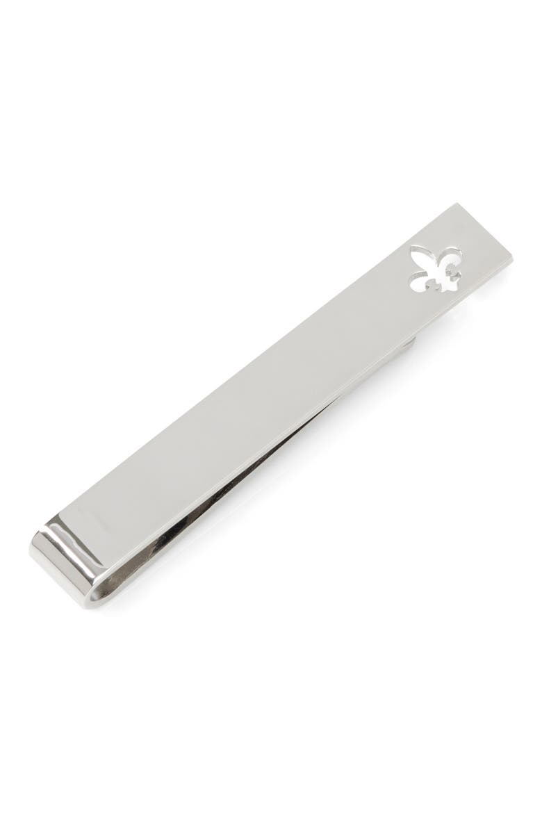 Fleur De Lis Tie Bar, Main, color, SILVER