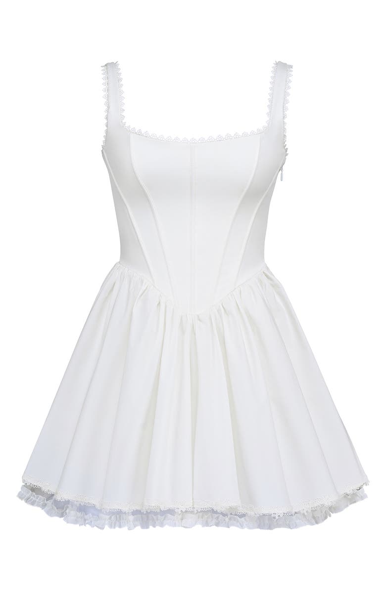 HOUSE OF CB Letitia Lace Trim Stretch Cotton Corset Cocktail Minidress, Alternate, color, White
