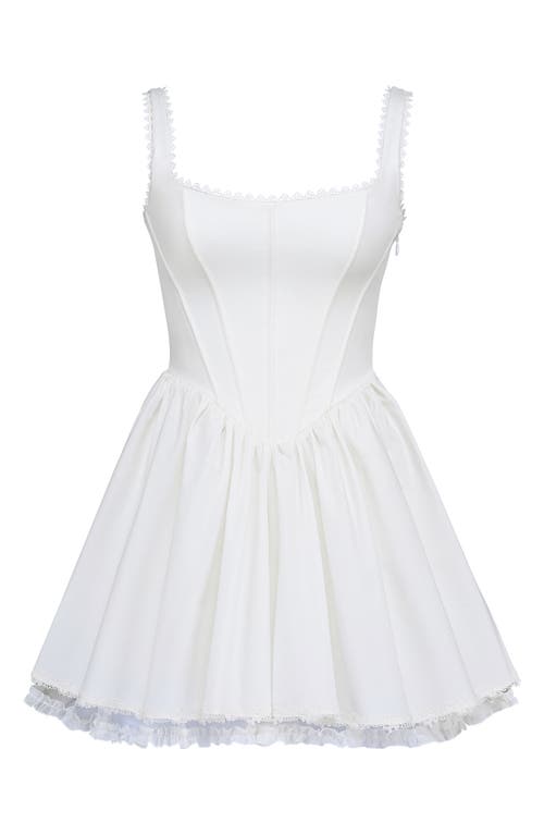 House Of Cb Letitia Lace Trim Stretch Cotton Corset Cocktail Minidress
