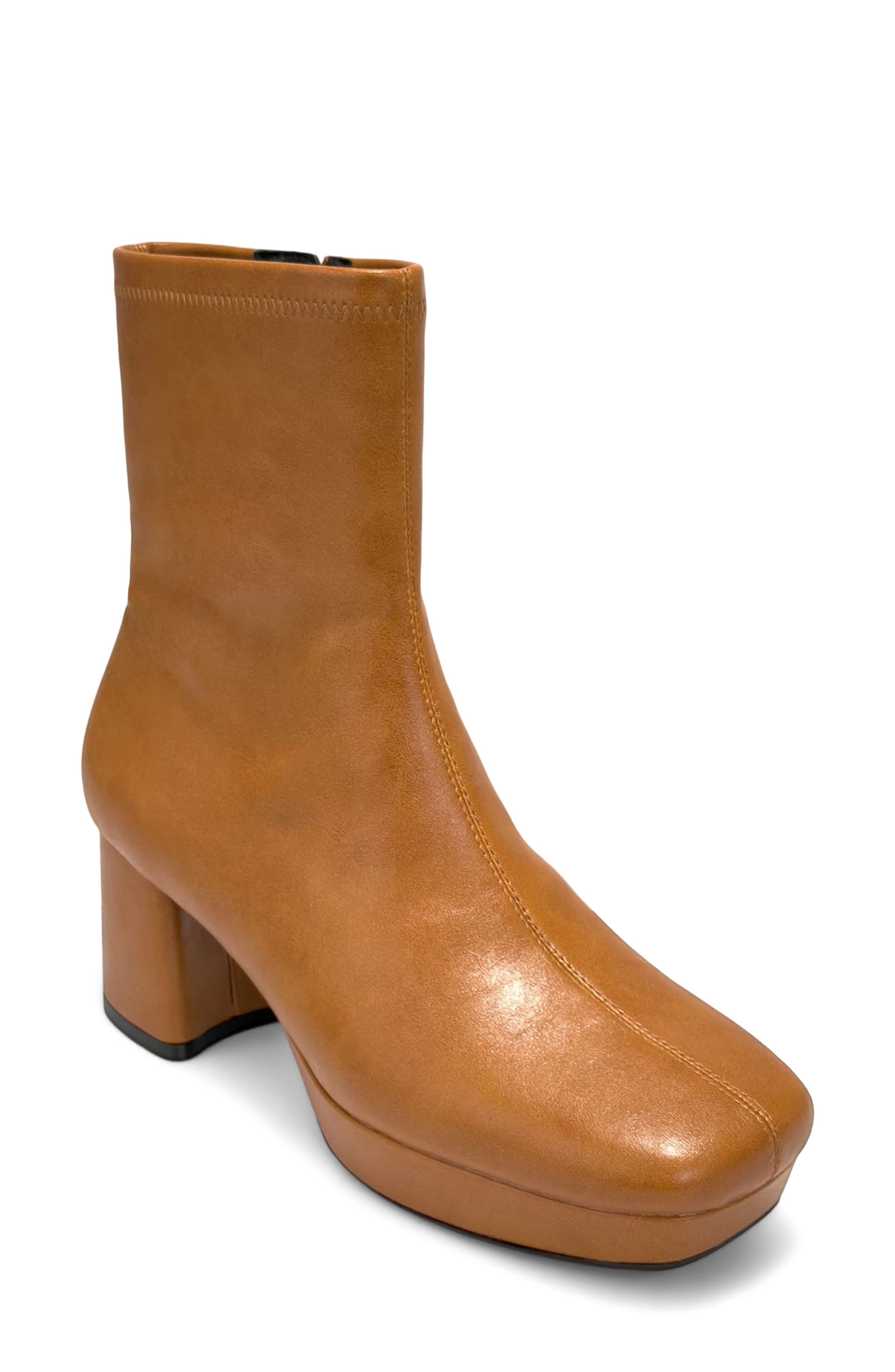 Sussex Faux Leather Platform Bootie, Main, color, JAVA