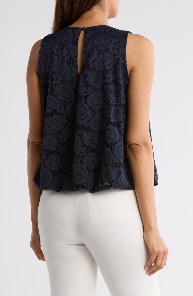 Renee C Lace Bubble Hem Top, Alternate, color, Navy