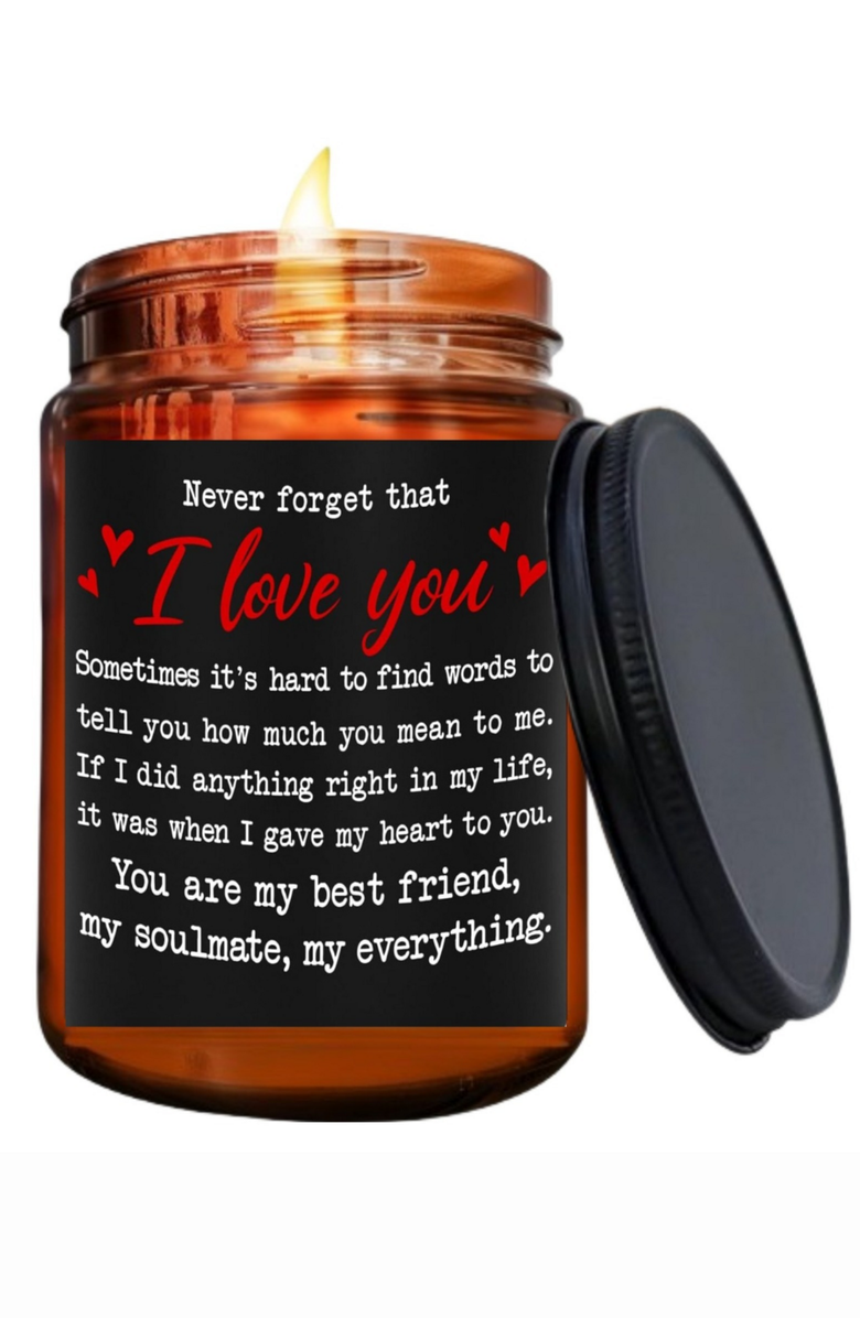Lovery Lavender 10oz Vanilla Scented Soy Wax Candle, Main, color, I Love You