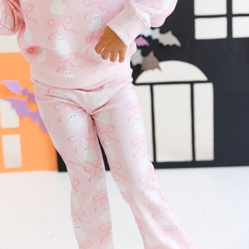 Sweet Wink Ghost Halloween Printed Flare Legging In Pink