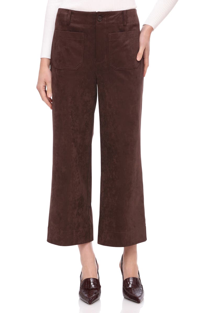 Bagatelle Patch Pocket Faux Leather Crop Wide Leg Pants, Main, color, Bitter