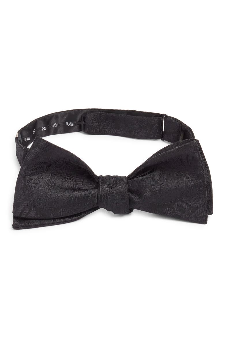 Paisley Silk Bow Tie, Main, color, BLACK