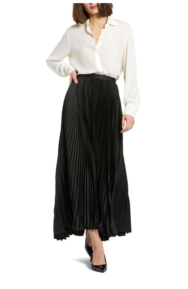 Mac Duggal Long Pleated Satin Evening Skirt, Alternate, color, Black