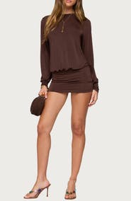 EDIKTED Guilia Cutout Back Long Sleeve Minidress