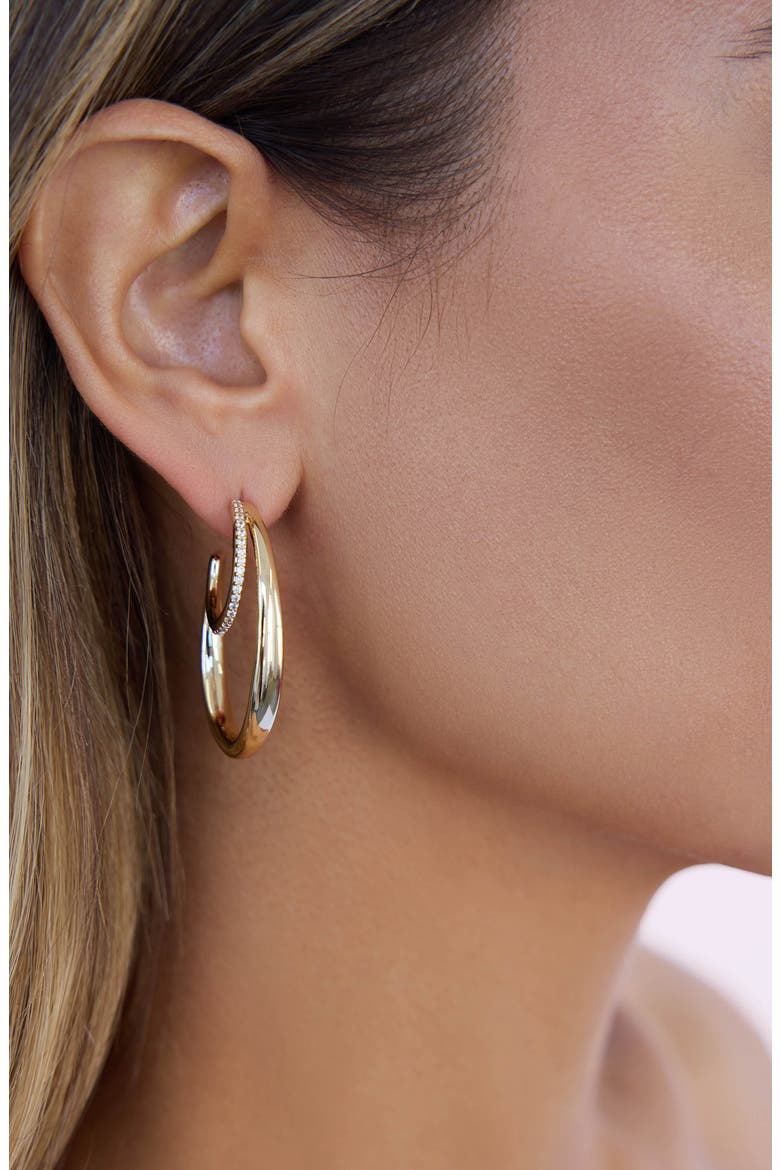 Concentric Rings Pavé Hoop Earrings, Alternate, color, GOLD